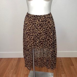 Three Ena Leopard Print High Low Skirt Sz S